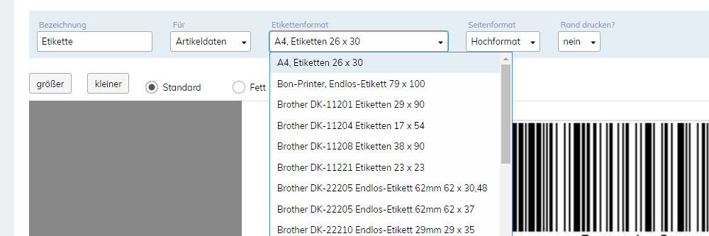 Etiketten drucken