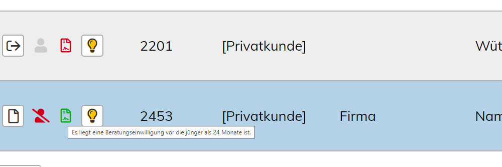 Beratungseinwilligungen verfolgen