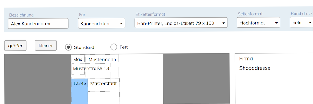 Etiketten im C.A.T.