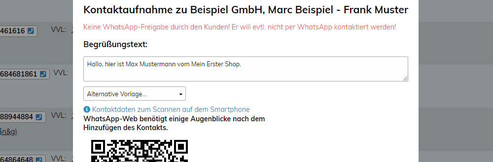 Kontaktaufnahme zu WhatsApp Web