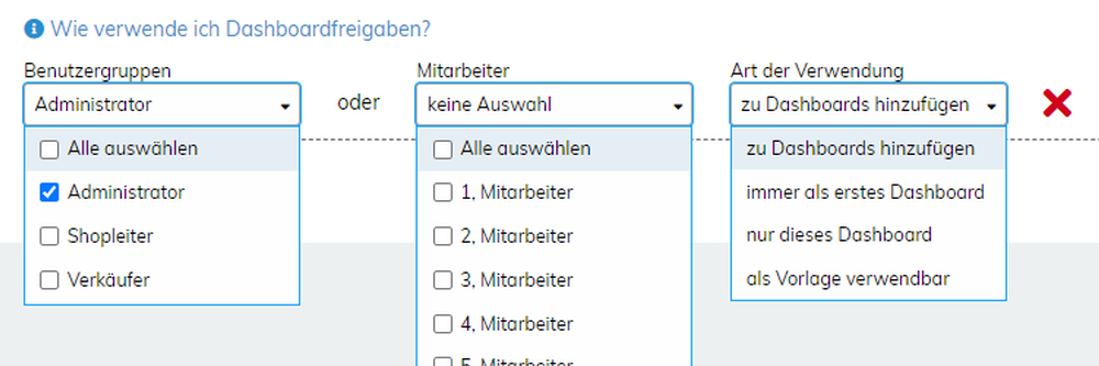 Freigabe eines Dashboards