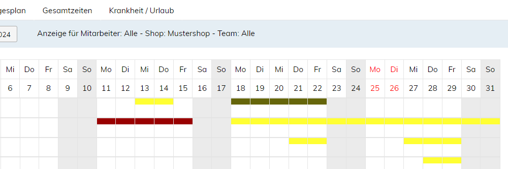 Liste der Urlaube
