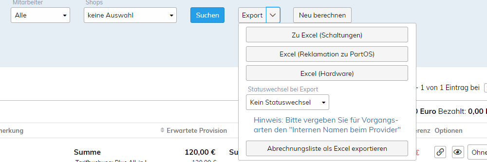 Exportieren Sie Kritiklisten für Ihre Distribution oder Netzbetreiber