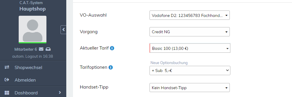 Erfassung eines Kunden als Ausgangsbasis