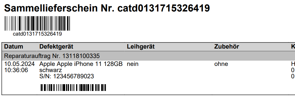 Sammellieferschein