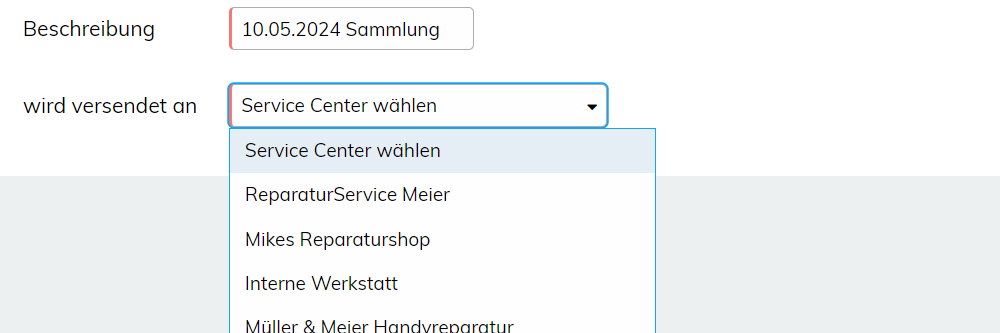 Werkstatt-Auswahl