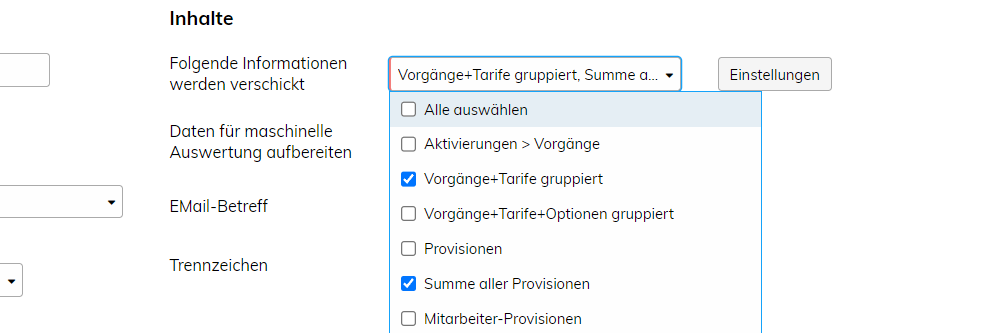 tagesberichte konfigurieren