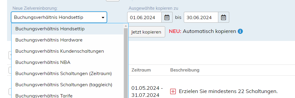 Vielfalt neuer Ziele